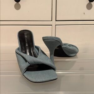 Stylish Blue Heeled Mules